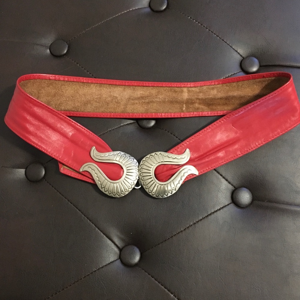 Vintage red leather belt